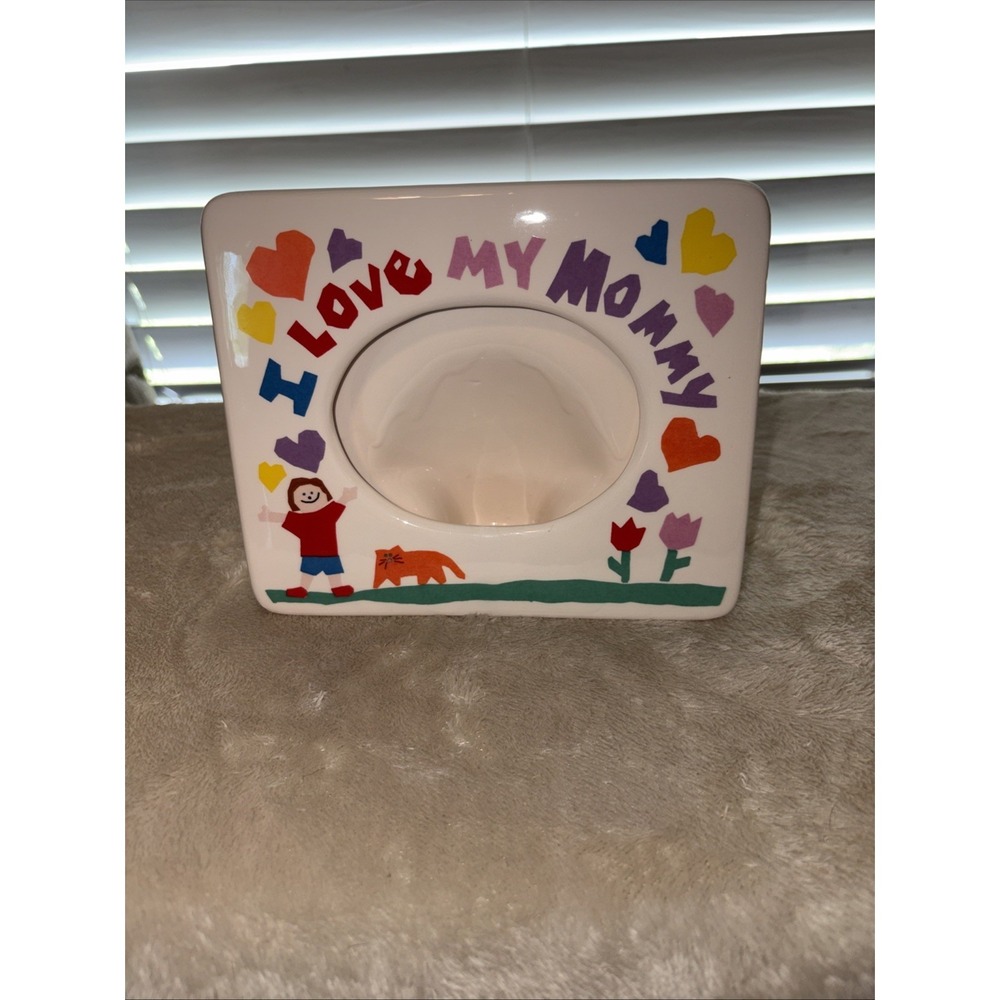 Vintage Ceramic Russ "I Love My Mommy" Picture Frame w/ Crayon Writing Mom Gift